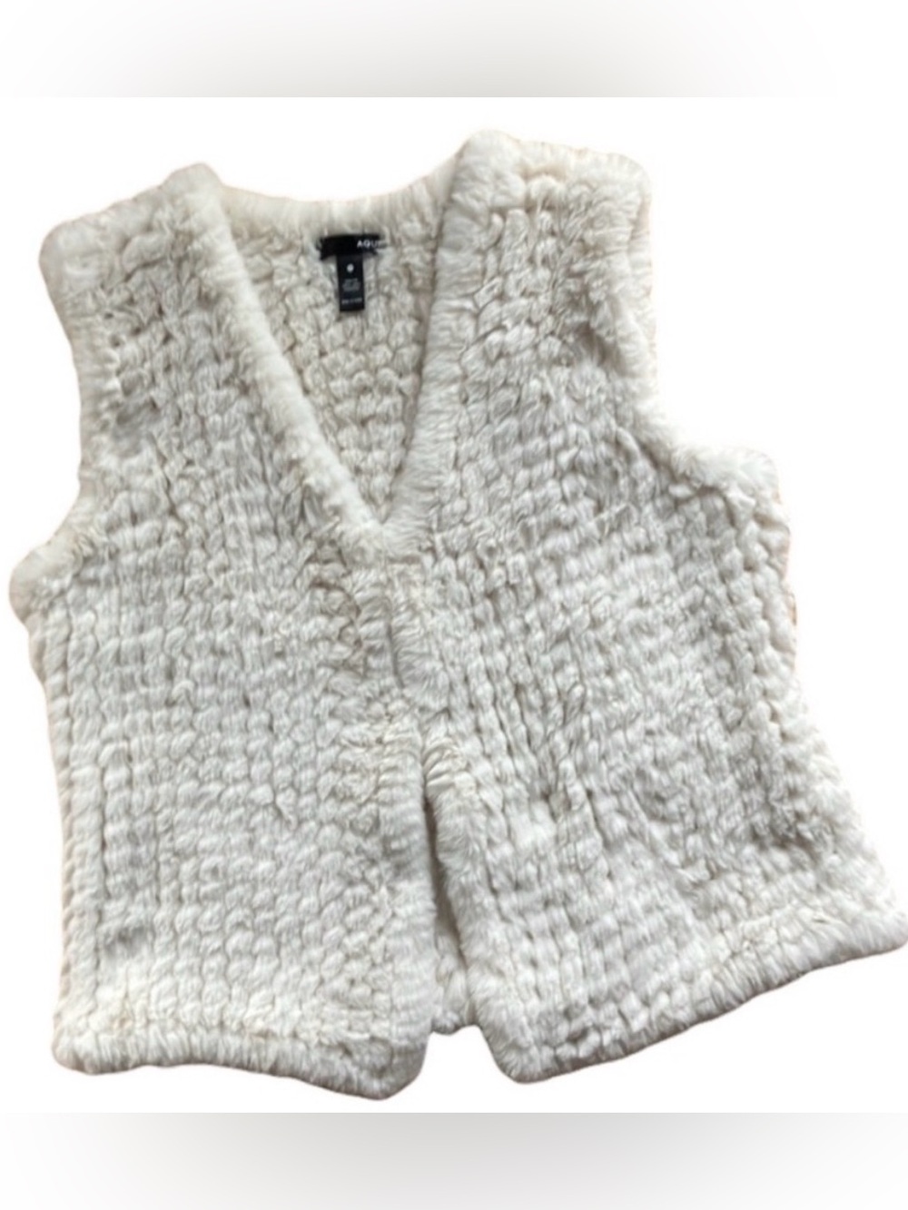Aqua Faux Fur White Vest S